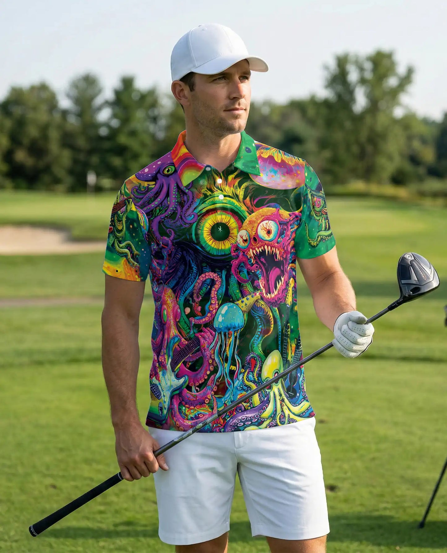 Hippie Octopus Hawaiian Polo Shirt – Psychedelic Trippy Festival Shirt | Azhobbyshop