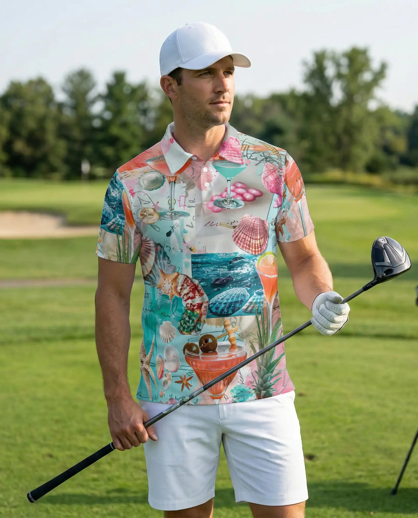 Cocktail Summer 3D Polo Shirt for Men – Tropical Beach Party Style | Azhobbyshop