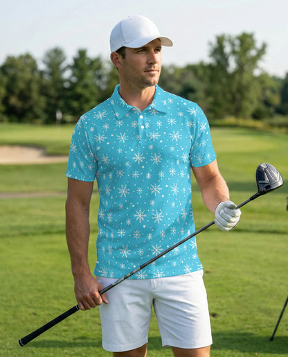 Snowflake 3D Polo Shirt for Men – Winter Christmas Holiday Style | Azhobbyshop