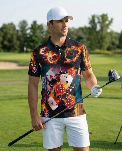 Casino Poker 3D Polo Shirt for Men – Dice Card Gambling Party Style | Azhobbyshop