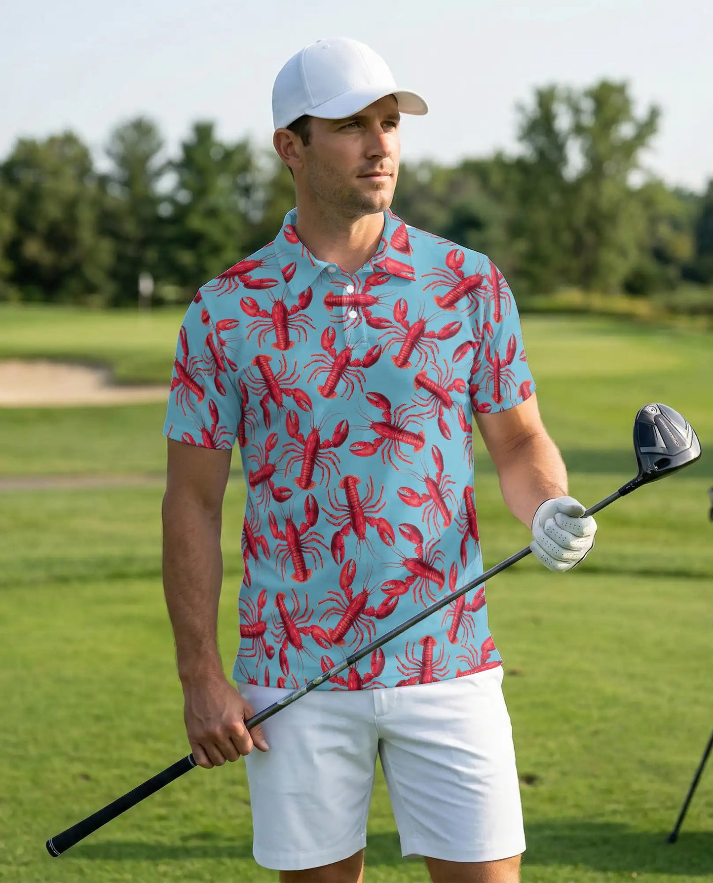 Lobster Polo Shirt- Funny Seafood Print Beach Summer Shirt | Azhobbyshop