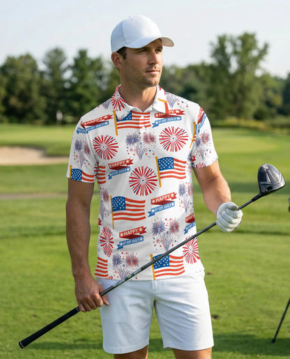 4th of July American Flag Fireworks Polo Shirt | Azhobbyshop