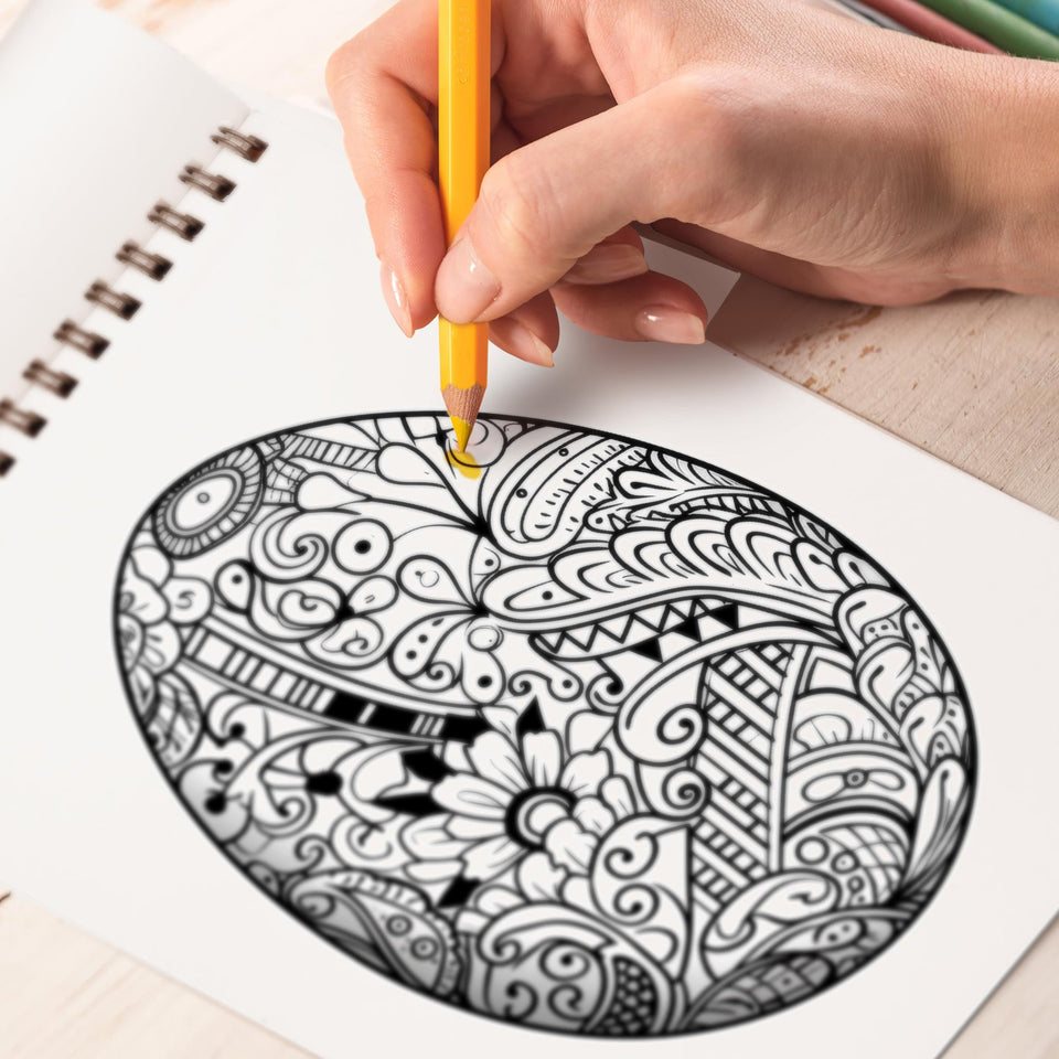 Mandala Easter Egg Spiral Bound Coloring Book, Capture the Essence of Easter with 30 Mandala Easter Egg Coloring Pages, Portraying Intricate Patterns Symbolizing Rebirth