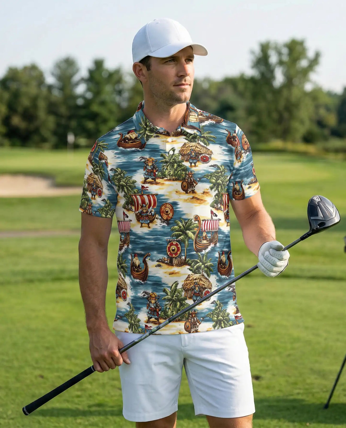 Viking Hawaiian 3D Polo Shirt for Men – Norse Warrior Island Style | Azhobbyshop
