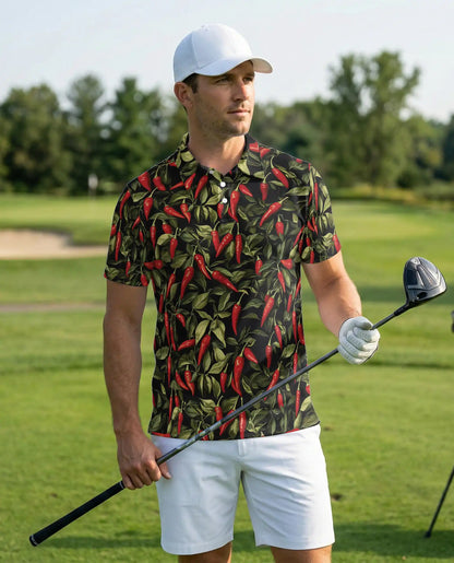 Spicy Chili Pepper 3D Polo Shirt for Men – Bold Food Lover Gift | Azhobbyshop