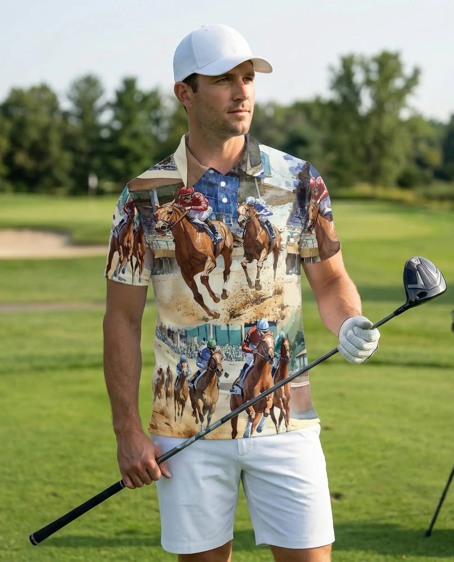 Horse Racing Aloha Polo Shirt | Azhobbyshop