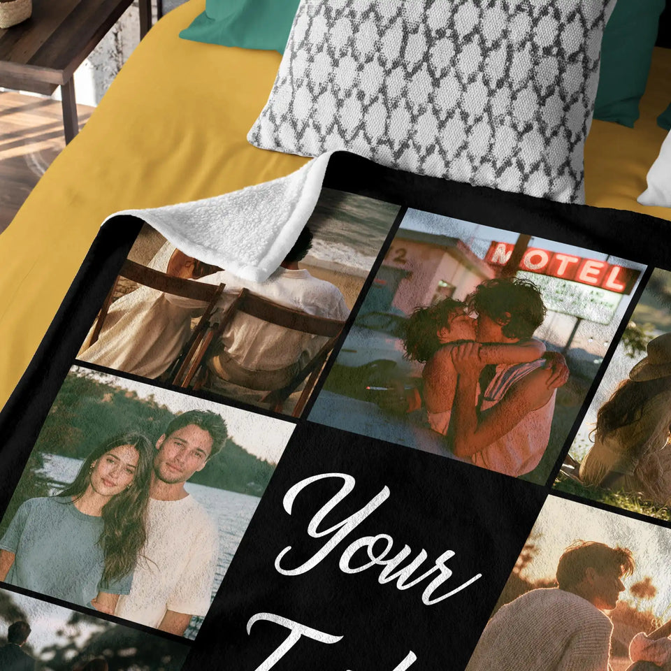 Custom Photo Blanket –  Personalized 1st Anniversary Birthday Gifts For Wife Her Him Couple Gifts