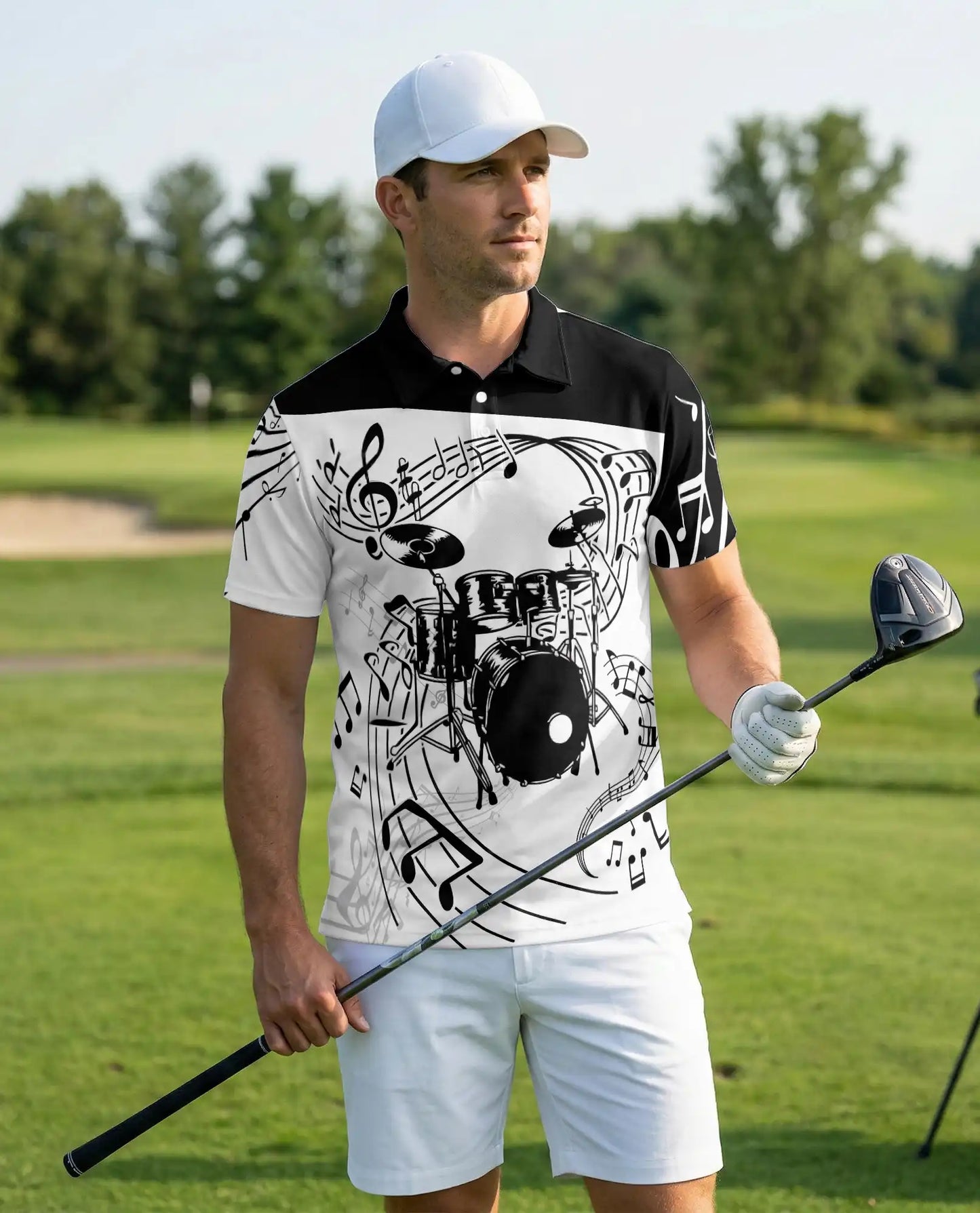 Drum Music 3D Polo Shirt for Men – Drummer Band Musical Style | Azhobbyshop