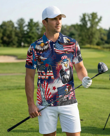 USA Eagle Patriotic Polo Shirt – American Flag Freedom Print | Azhobbyshop
