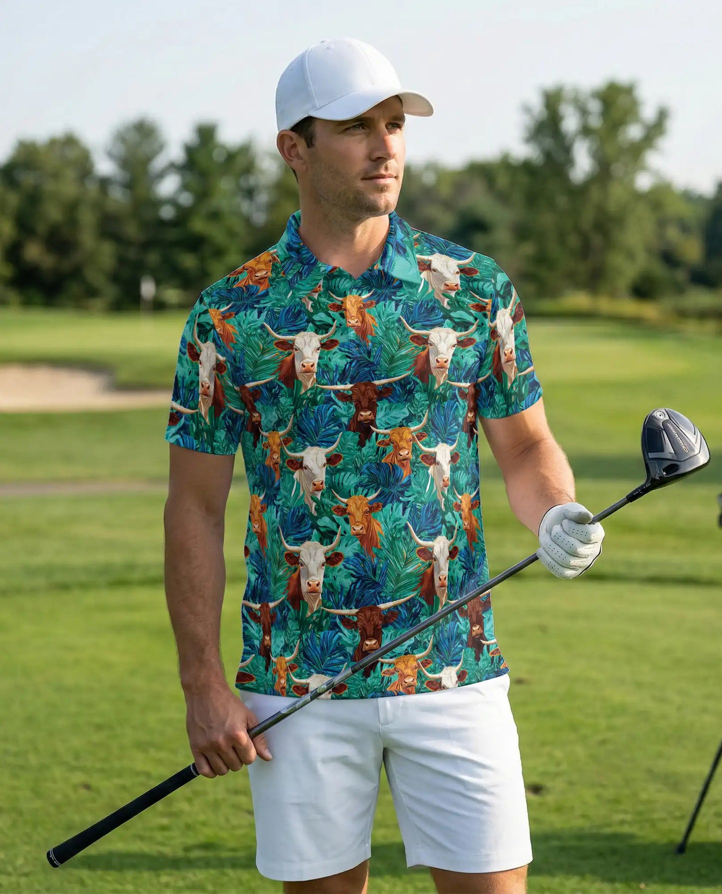 Texas Longhorn Cattle Polo Shirt – Western Ranch Hawaiian Style | Azhobbyshop