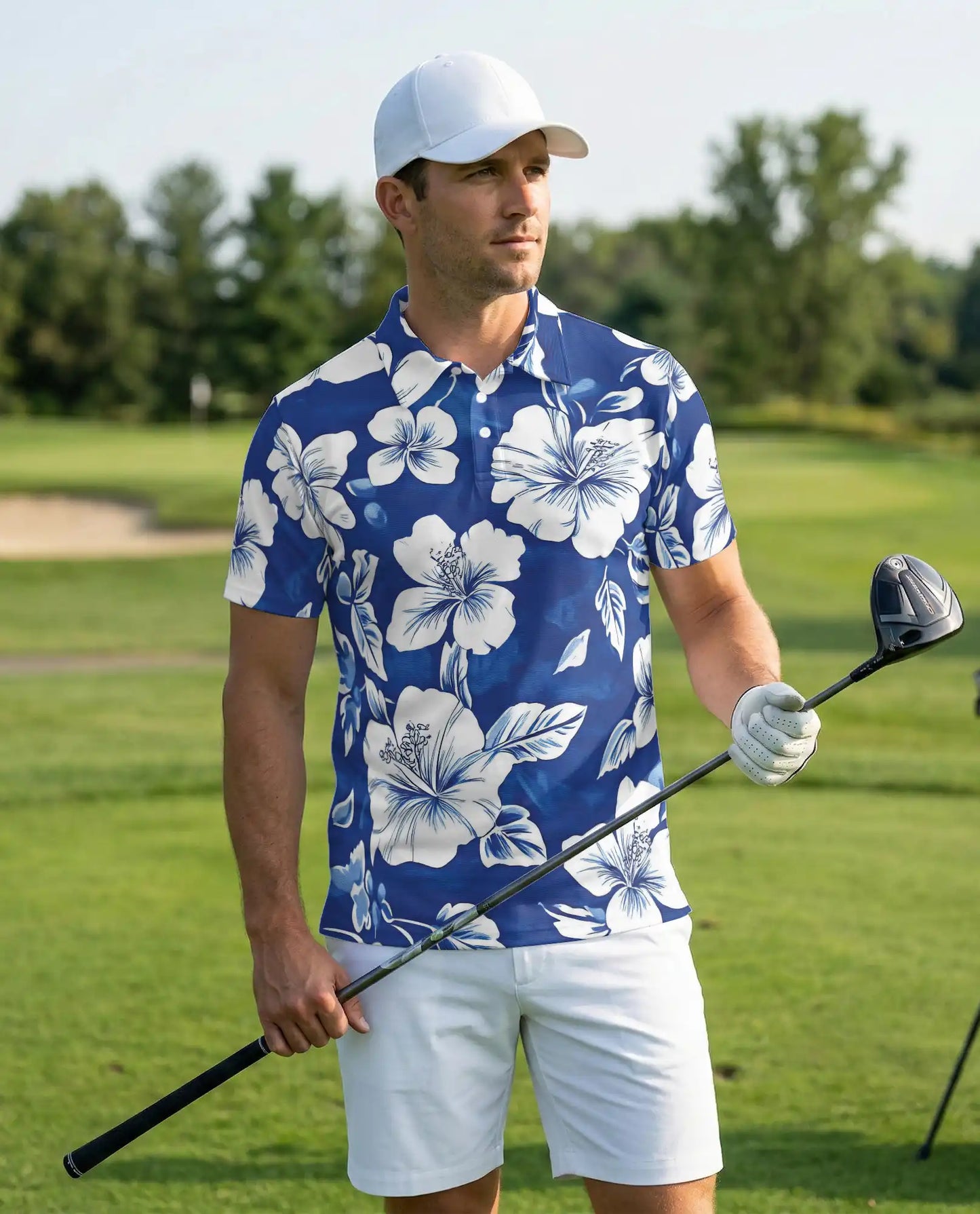Tropical Hibiscus Polo Shirt- Hawaiian Floral Beach Style | Azhobbyshop