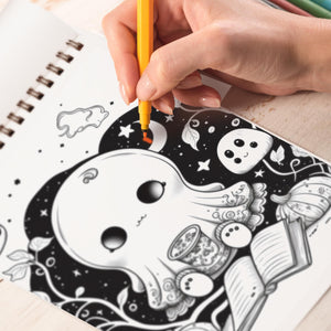 Cute Ghost Spiral Bound Coloring Book: 30 Cute Ghost Coloring Pages, Filled with Friendly and Lovable Spirits