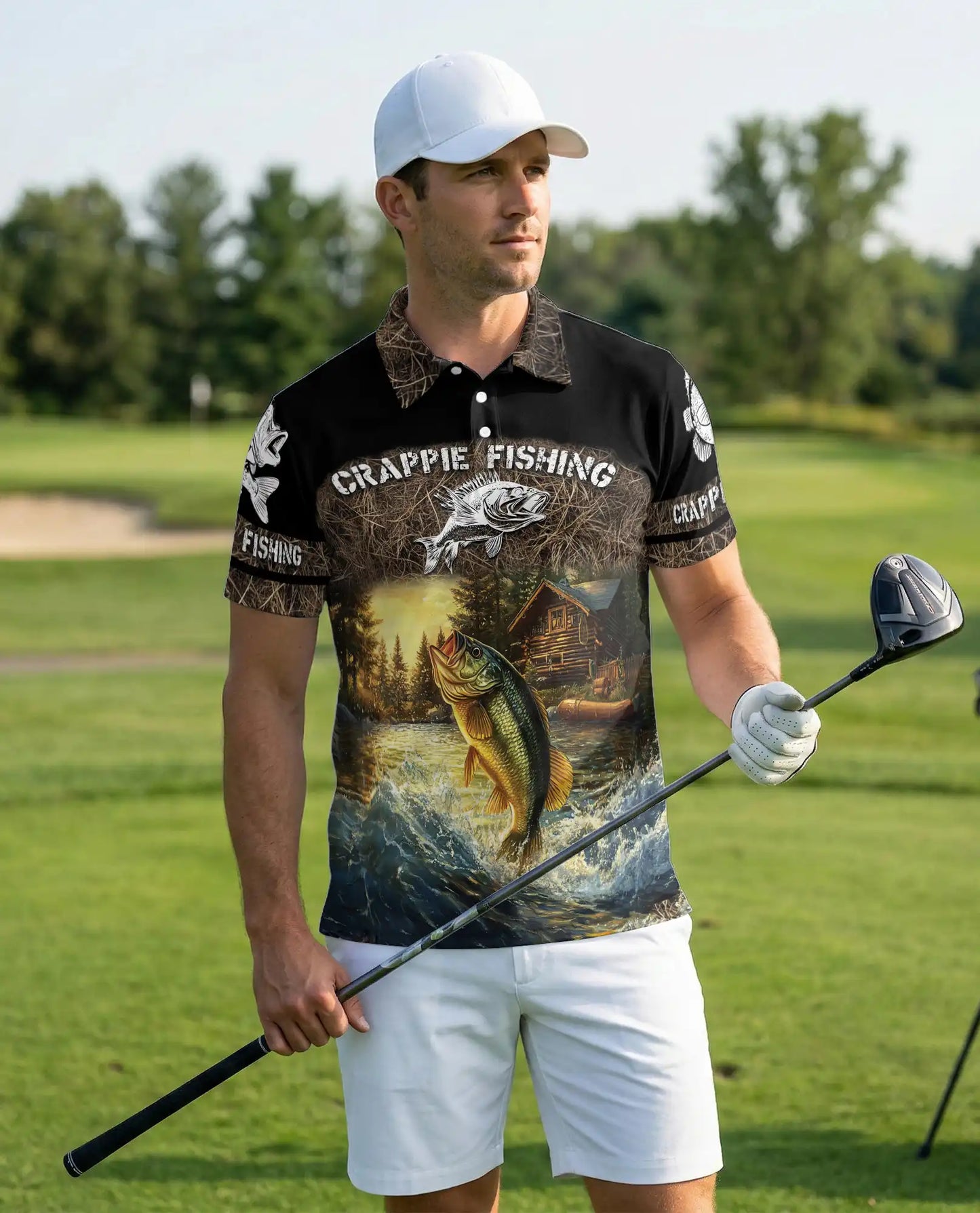 Crappie Fishing 3D Polo Shirt for Men – Lake Cabin Angler Gift | Azhobbyshop