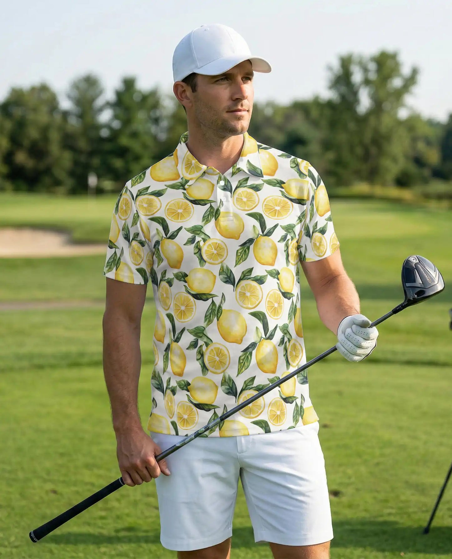 Lemon Fresh 3D Polo Shirt for Men – Citrus Fruit Summer Print | Azhobbyshop
