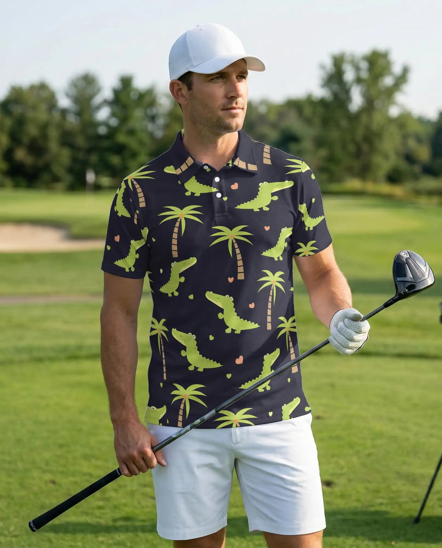 Cute Alligator Polo Shirt – Tropical Palm Tree Fun Style | Azhobbyshop