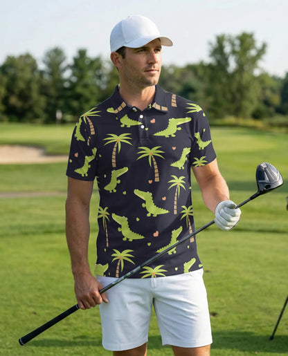 Cute Alligator Polo Shirt – Tropical Palm Tree Fun Style | Azhobbyshop
