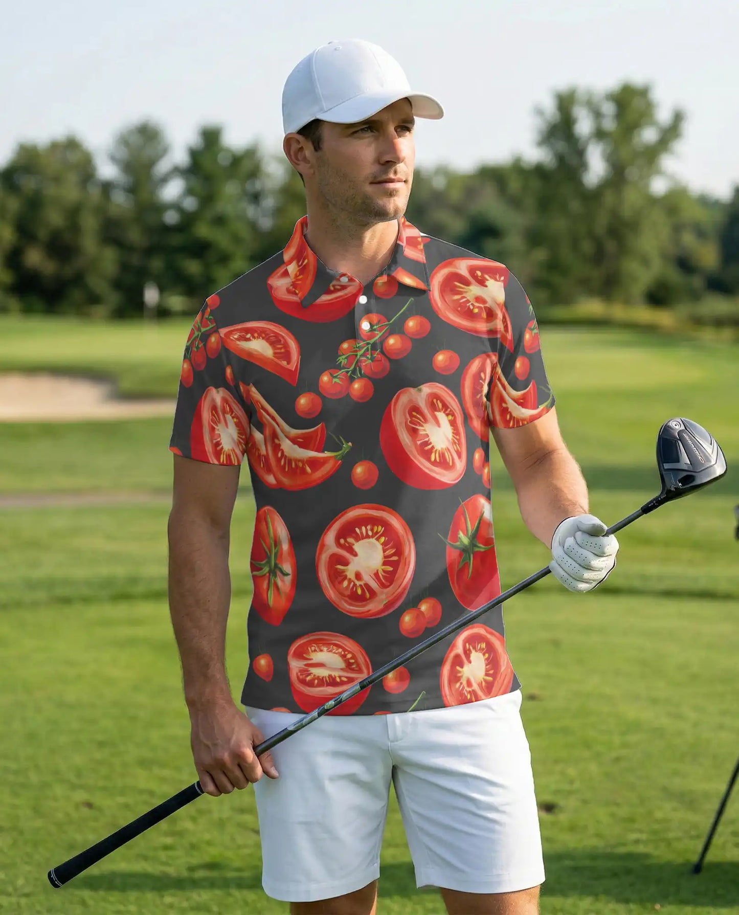 Tomato Polo Shirt -Funny Food Print Fresh Veggie Shirt | Azhobbyshop