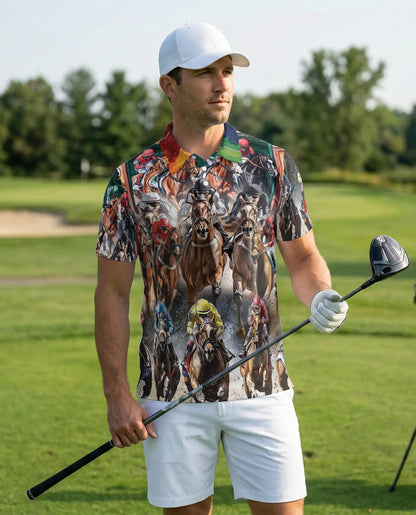 Horse Racing 3D Polo Shirt for Men – Jockey Derby Sport Style | Azhobbyshop