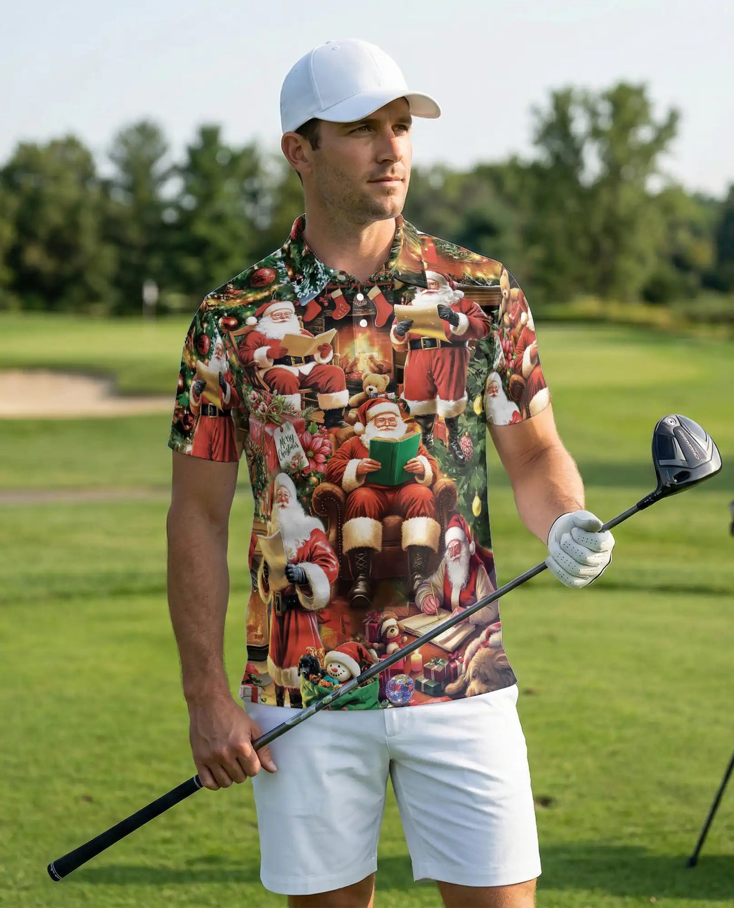 Santa Claus Christmas 3D Polo Shirt for Men – Festive Holiday Gift Style | Azhobbyshop