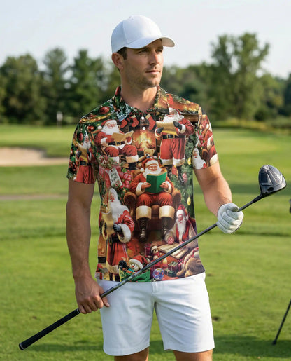 Santa Claus Christmas 3D Polo Shirt for Men – Festive Holiday Gift Style | Azhobbyshop