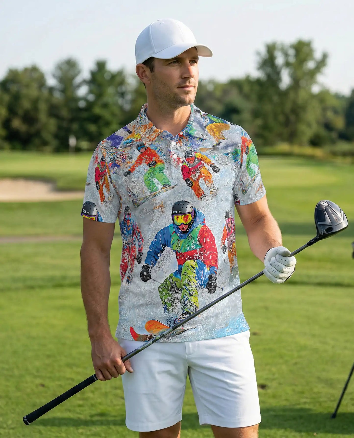 Snowboarder 3D Polo Shirt for Men – Colorful Winter Sport Style | Azhobbyshop