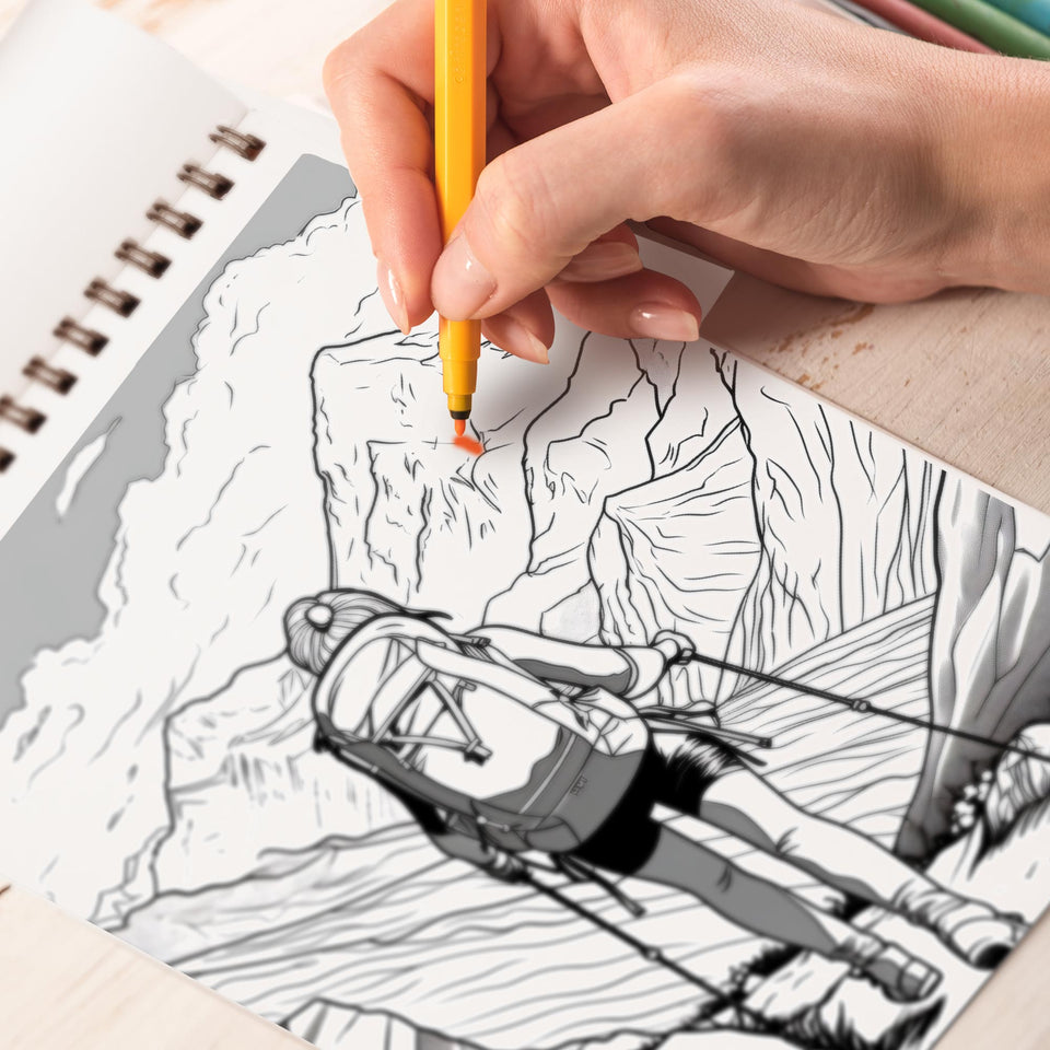 Mountain Climbing Spiral Bound Coloring Book, Discover the Power of Nature with 30 Captivating Mountain Climbing Coloring Pages for Mountain Admirers to Celebrate the Majesty of Peaks