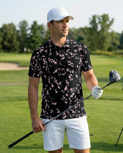 Pink Sakura Polo Shirt – Cherry Blossom Japanese Floral Style | Azhobbyshop