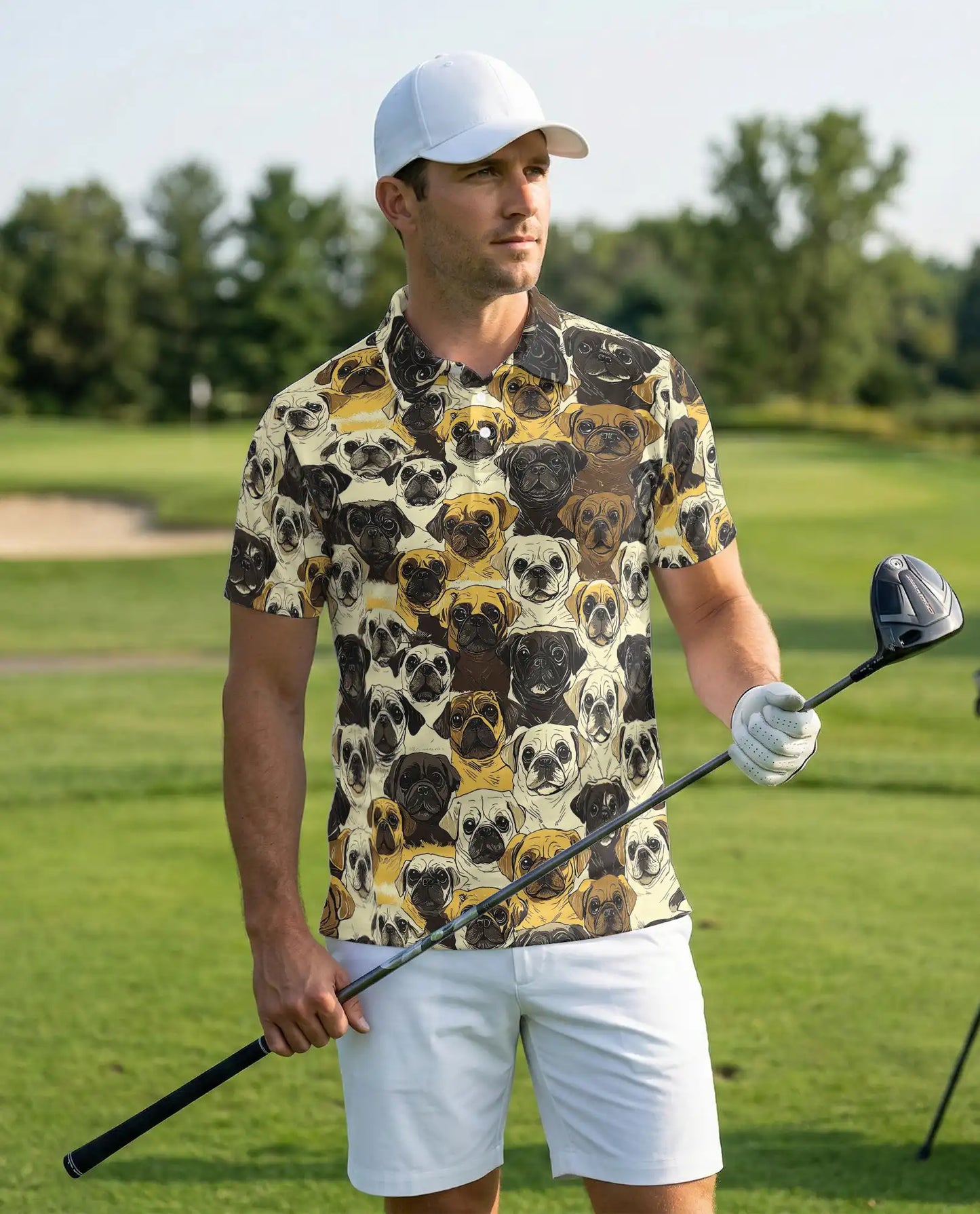 Pug Dog Pattern Polo Shirt for Pug Lovers | Azhobbyshop