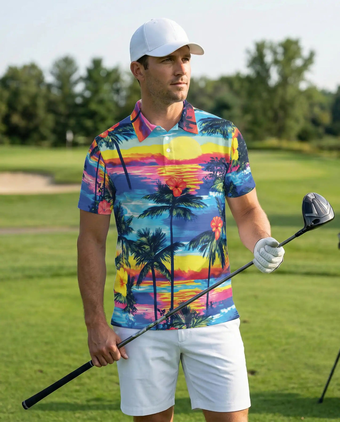 Diamond Head Hawaiian Polo Shirt – Tropical Sunset Hawaii Beach Shirt | Azhobbyshop