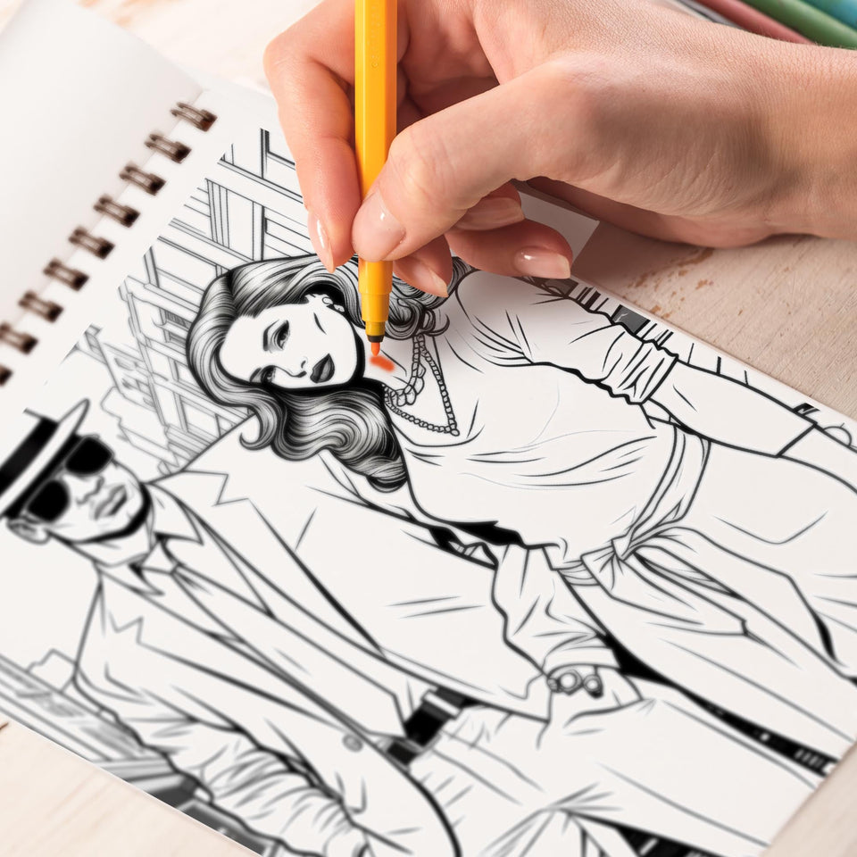 Gangster Couples Spiral Bound Coloring Book: 30 Mesmerizing Coloring Pages that Portray the Intricate Details and Intrigue of their Criminal Lives