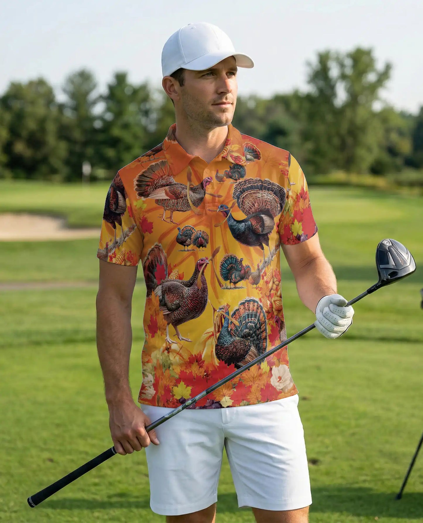 Turkey Thanksgiving Polo Shirt – Fall Harvest Autumn 3D Graphic | Azhobbyshop