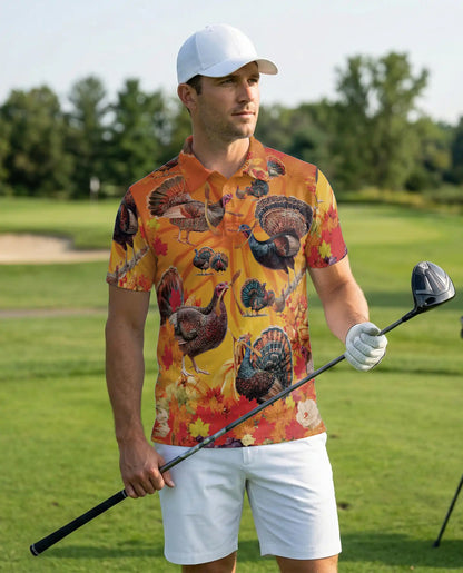 Turkey Thanksgiving Polo Shirt – Fall Harvest Autumn 3D Graphic | Azhobbyshop