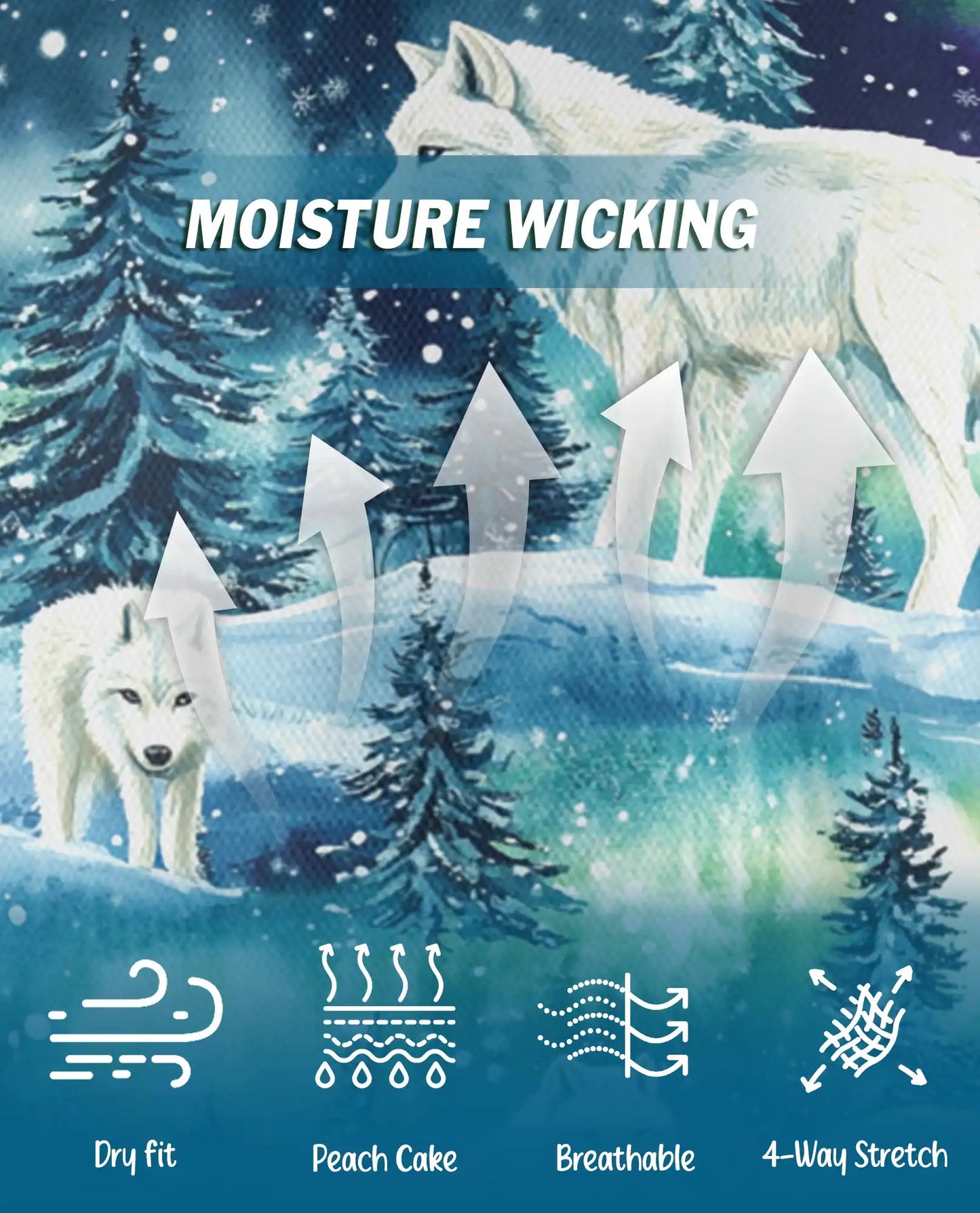 Arctic Wolf Aurora 3D Polo Shirt for Men – Northern Lights Winter Scene | Azhobbyshop