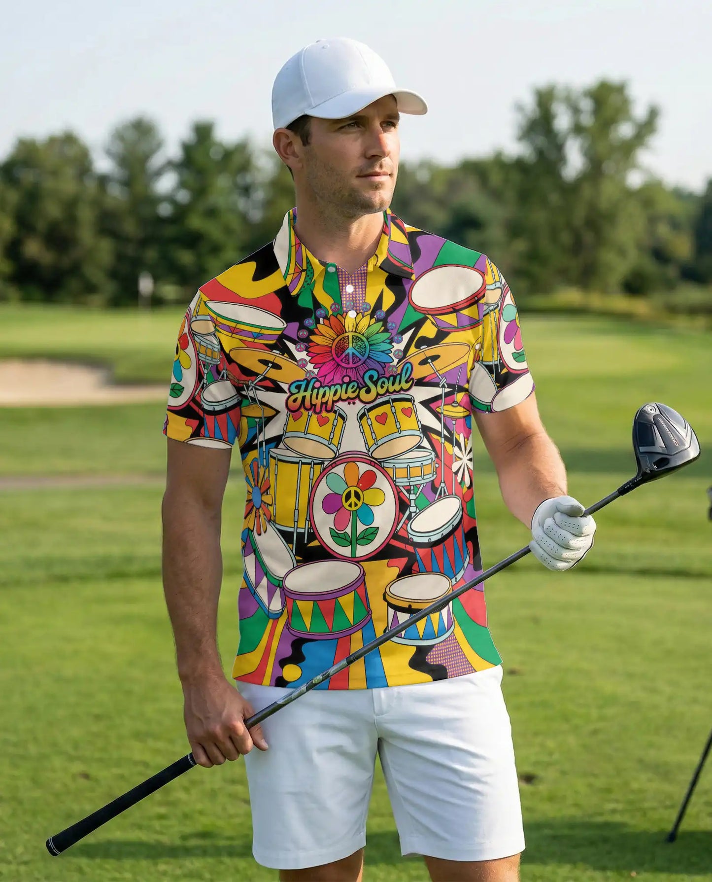 Love Drums Polo Shirt- Hippie Soul Music Festival Style | Azhobbyshop