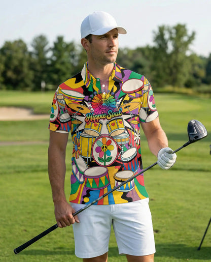 Love Drums Polo Shirt- Hippie Soul Music Festival Style | Azhobbyshop