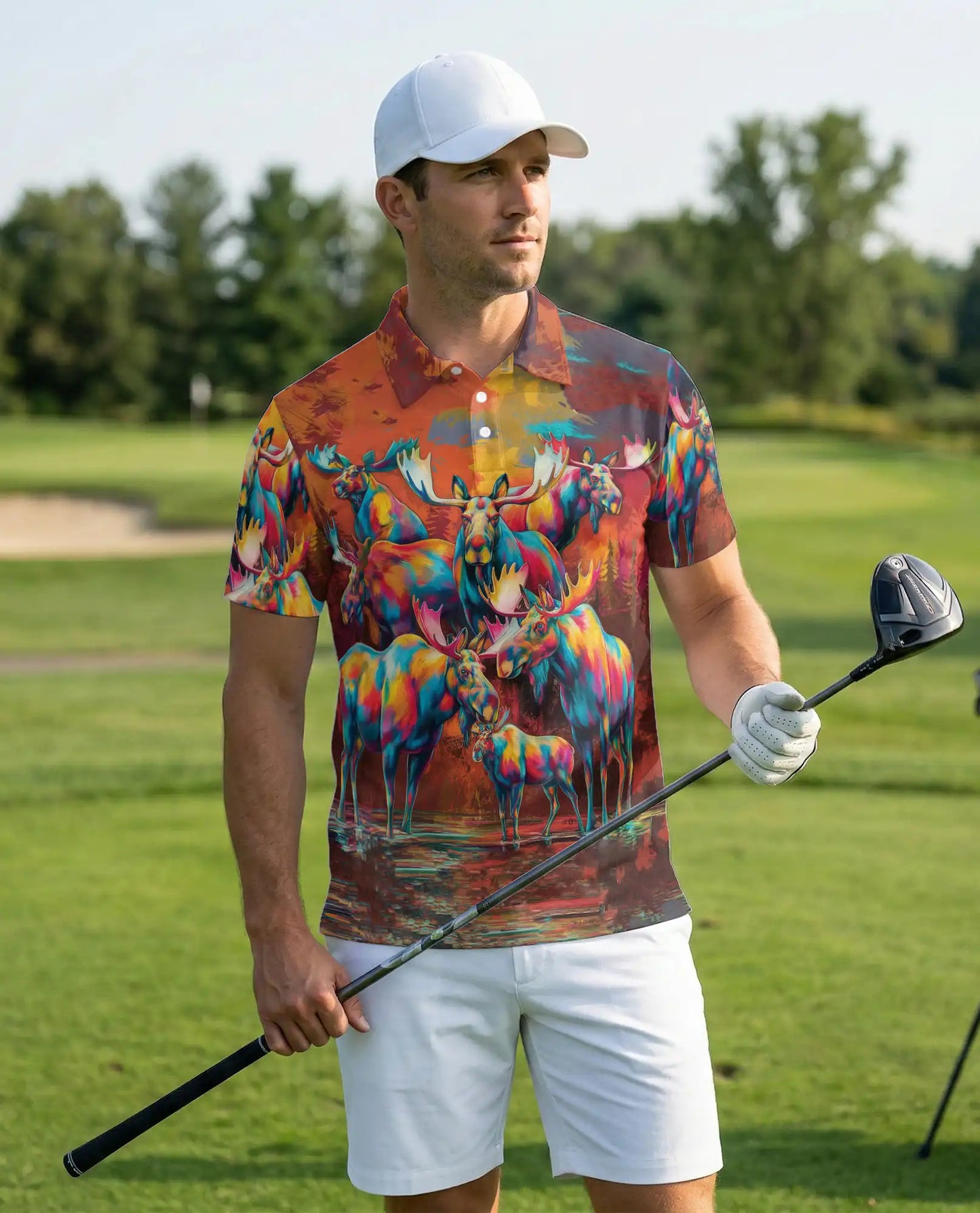 Colorful Moose Wildlife Polo Shirt | Azhobbyshop