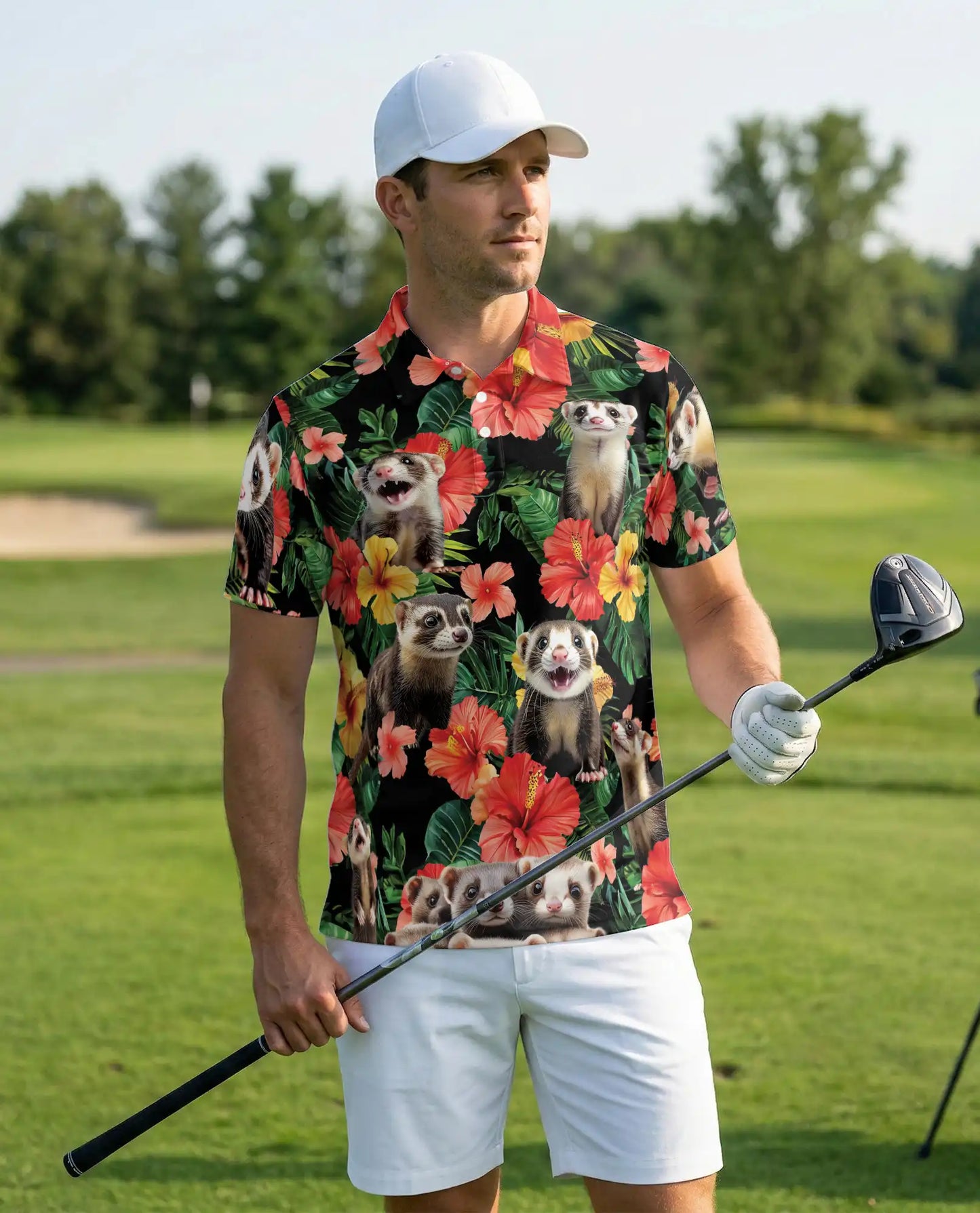Ferrets Tropical Floral Polo Shirt | Azhobbyshop
