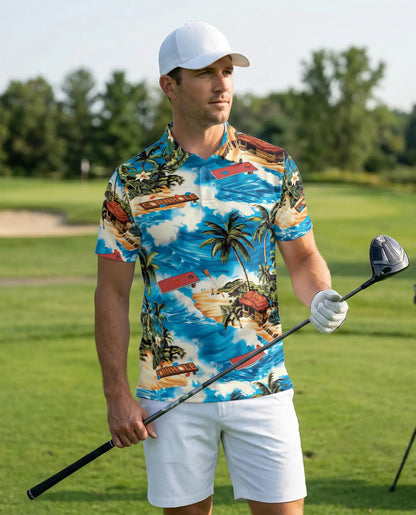 Cornhole Beach Polo Shirt – Tropical Island Game Summer 3D Print | Azhobbyshop
