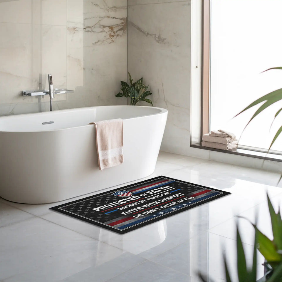 Christian Patriotic Doormat – Faith & Freedom Welcome Mat
