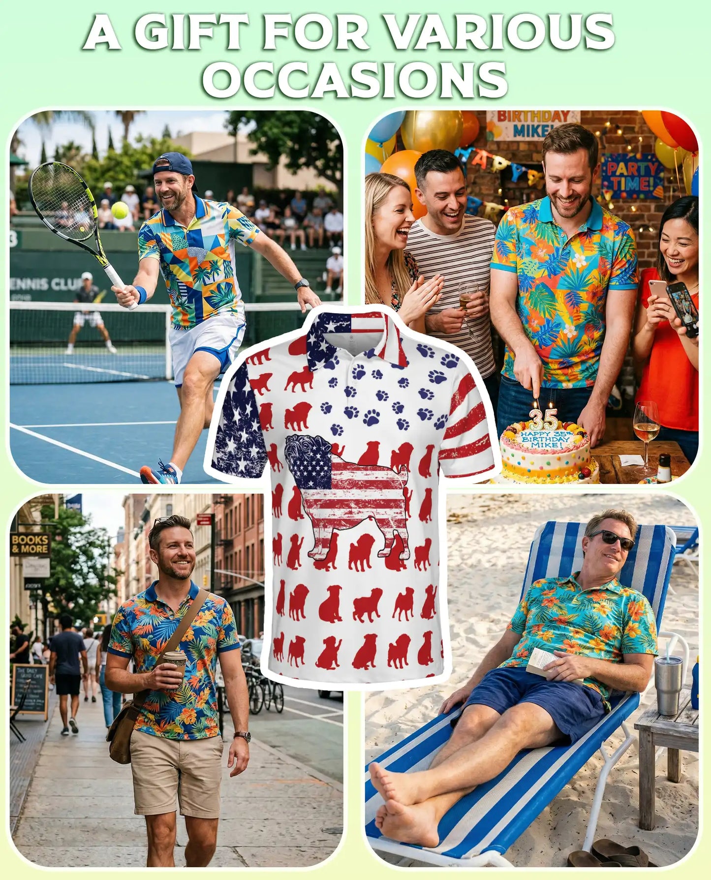 Pug American Flag Patriotic Polo Shirt | Azhobbyshop