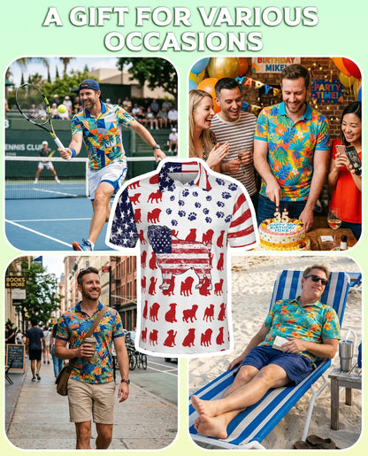 Pug American Flag Patriotic Polo Shirt | Azhobbyshop