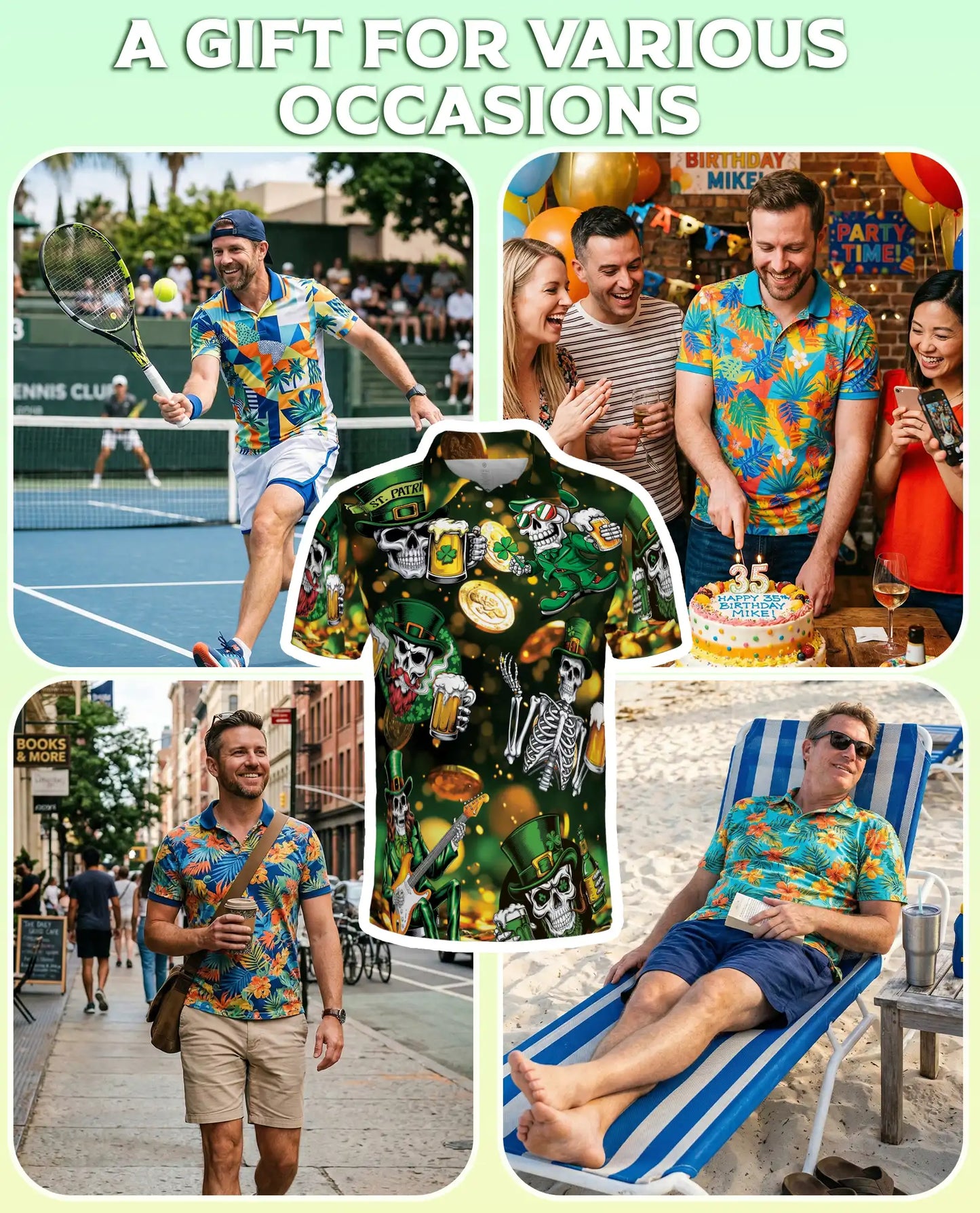 St. Patrick’s Day Skull Hawaiian Polo Shirt – Irish Beer Skeleton Shirt | Azhobbyshop