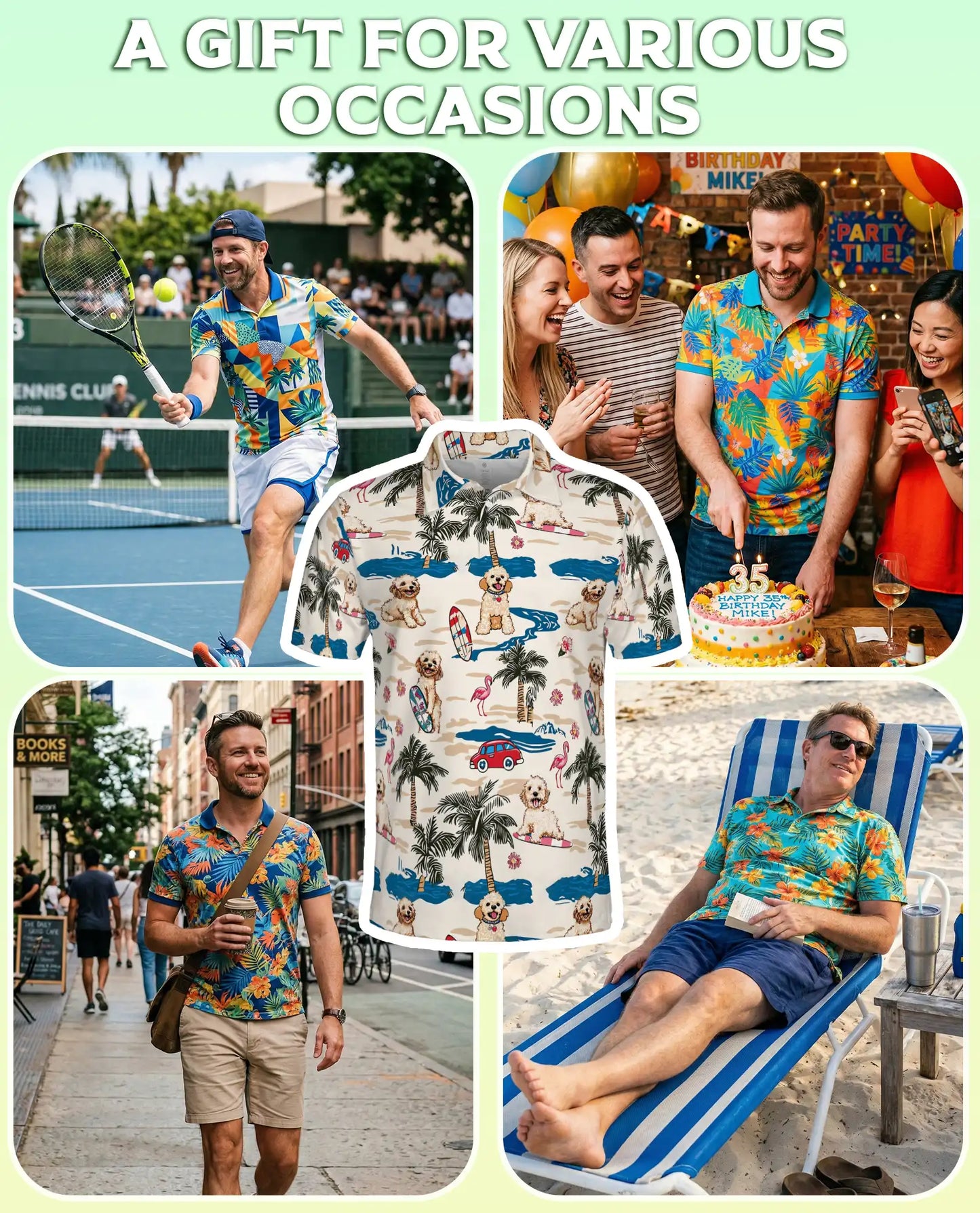 Goldendoodle Beach Polo Shirt – Summer Dog Hawaiian Style | Azhobbyshop
