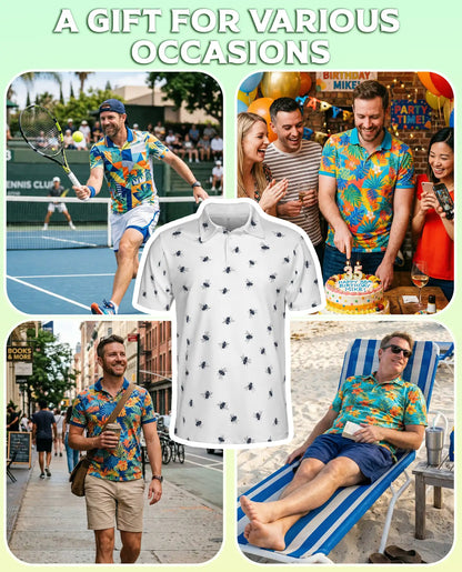 Housefly Pattern 3D Polo Shirt for Men – Funny Insect Print Casual Tee | Azhobbyshop