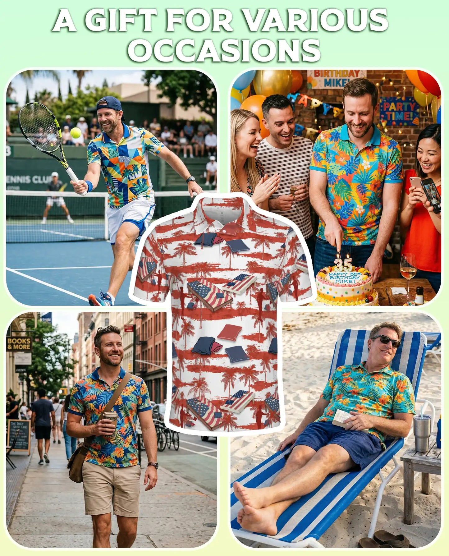 American Flag Cornhole Polo Shirt – Patriotic Beach Game Print | Azhobbyshop