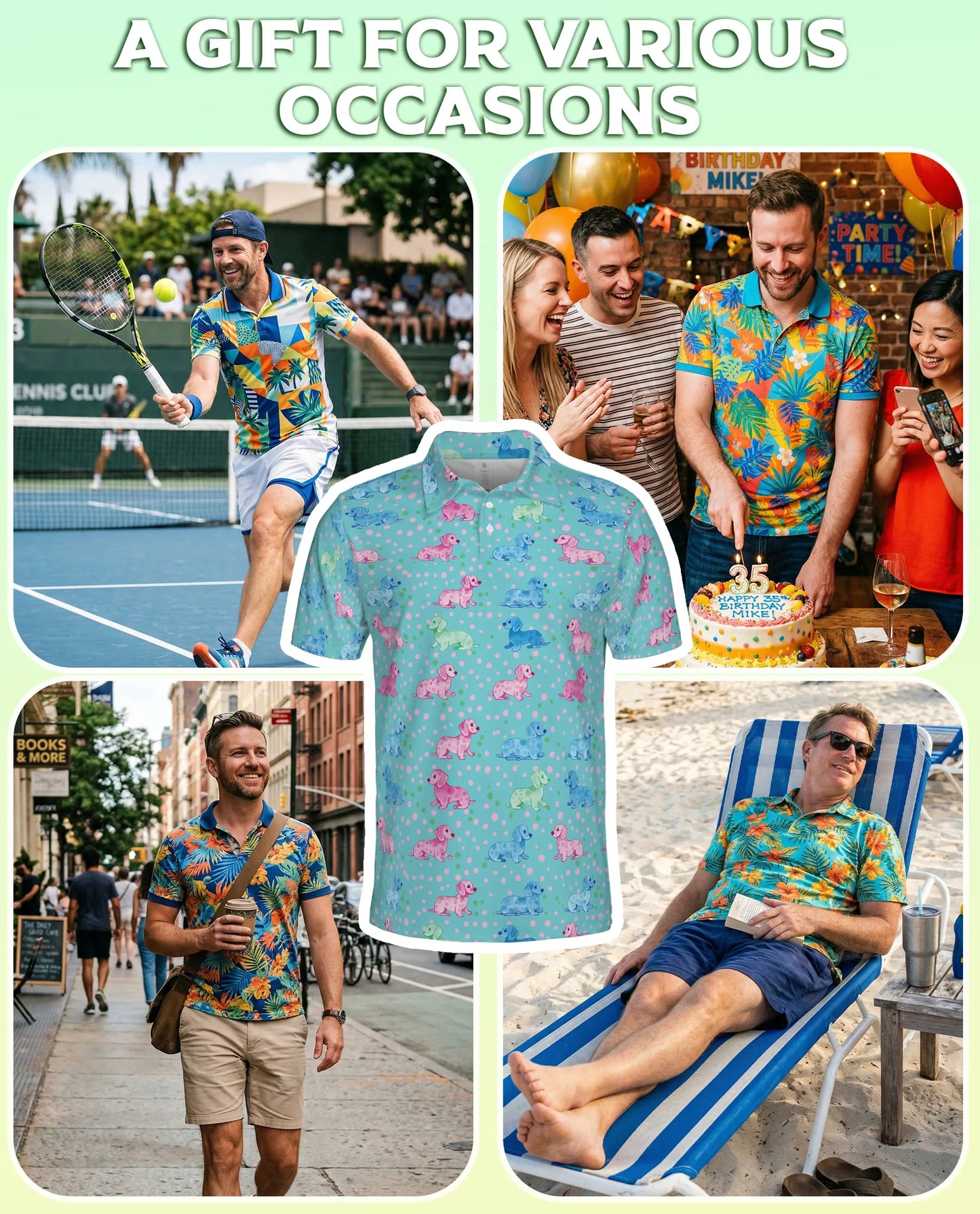 Dachshund Dog Pattern Polo Shirt for Dog Lovers | Azhobbyshop