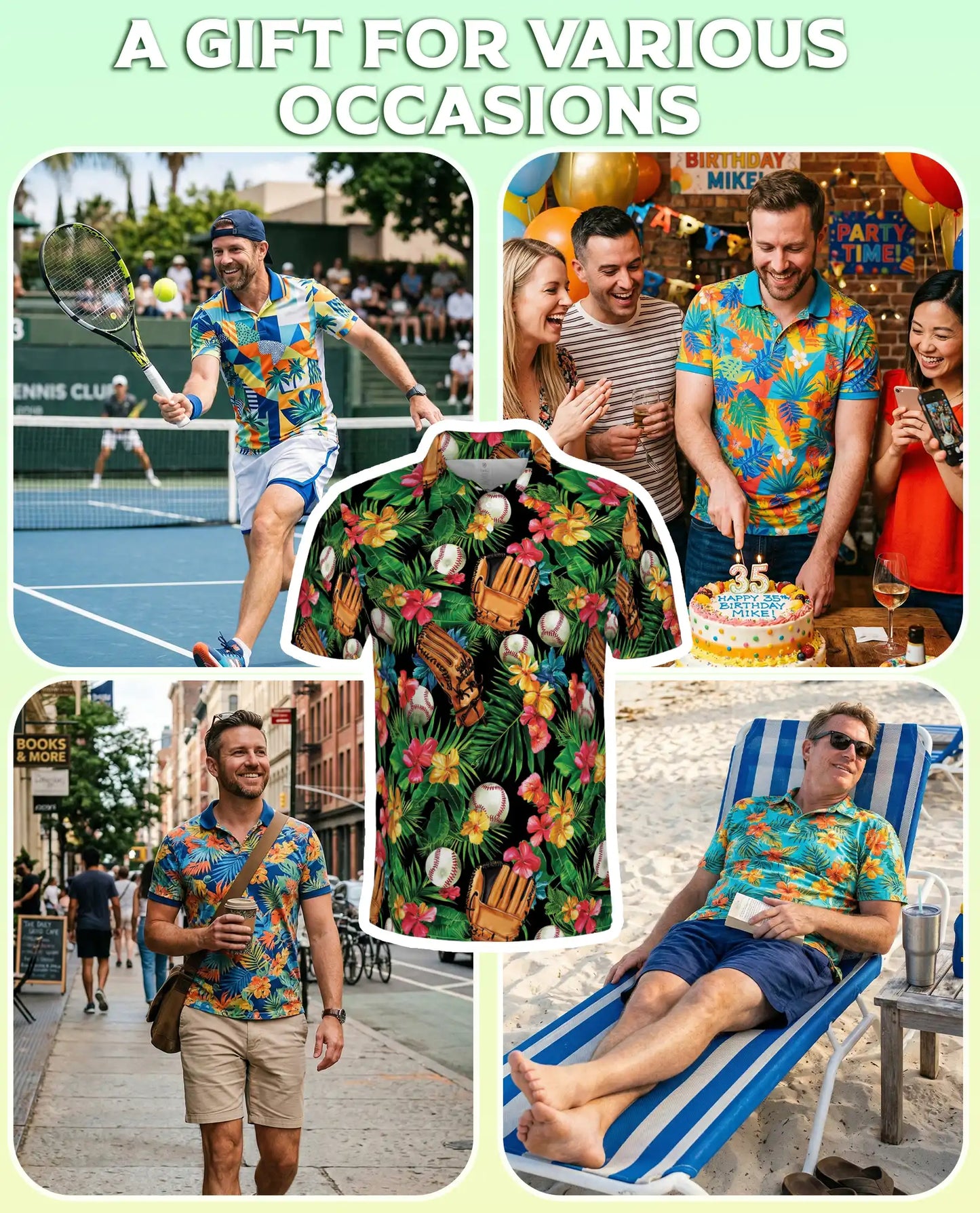 Baseball Tropical Floral Polo Shirt | Azhobbyshop