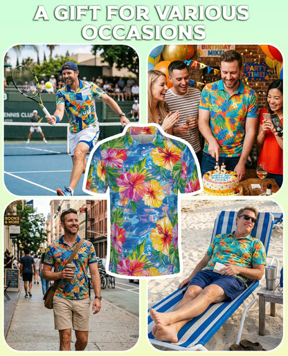 Hibiscus Seas Polo Shirt- Hawaiian Floral Tropical Style | Azhobbyshop