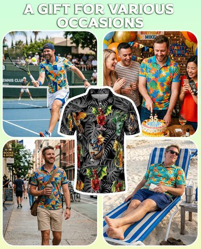 Dragon Cocktail Polo Shirt -Tropical Fantasy Party Style | Azhobbyshop