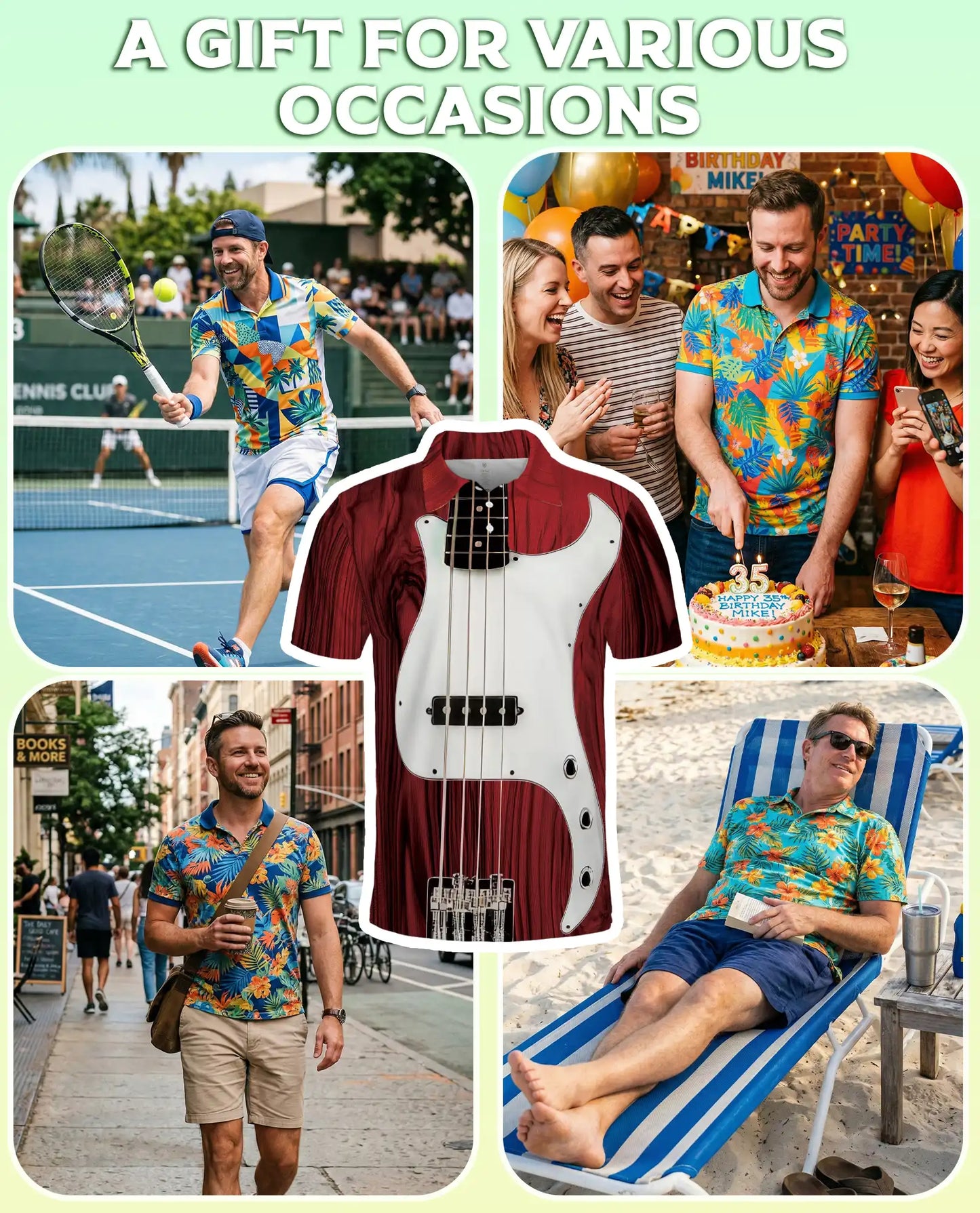 Bass Guitar Polo Shirt 3D- Instrument Print Music Lover Shirt | Azhobbyshop